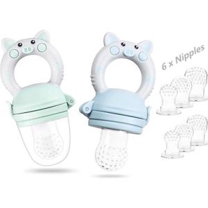 Lictin Grignoteuse Bébé, Sucette Fruit Bebe 2 Paquets de Sucettes, Jouets  de Dentition pour Bébé, Tetine Fruits Bebe en Silicone pour Bébé avec 6  Sucettes de Tétine D'Alimentation pour Bébé : 