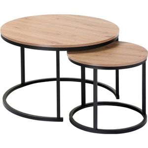 TABLE BASSE Lot de 2 tables basses gigognes rondes - L70 cm - 