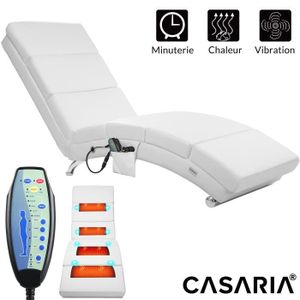 MÉRIDIENNE Méridienne London Chaise longue d’intérieur design avec fonction de massage chauffage Fauteuil relax salon blanc