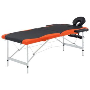 TABLE DE MASSAGE - TABLE DE SOIN LIU-7329026832086-Table de massage pliable 2 zones Aluminium Noir et orange
