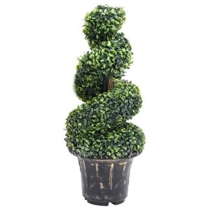 FLEUR ARTIFICIELLE Plante de buis artificiel en spirale avec pot Vert 89 cm --- 2575