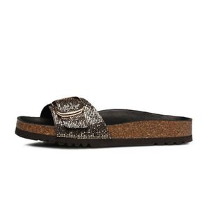 Sandales Compensées Noires à Imprimé Python - Taille 38 - Neuves Avec Boîte - Style Plateforme à Sangle