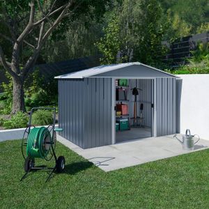 ABRI JARDIN - CHALET Abri de jardin métal gris 5,3 m2 Yardmaster + kit 