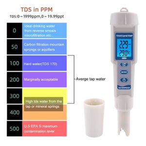 Testeur TDS-EC-PH-salinité 5 en 1 pour Tester la qualité de l'eau,  numérique, analyseur pour piscine, aqua DY180 - Cdiscount Maison