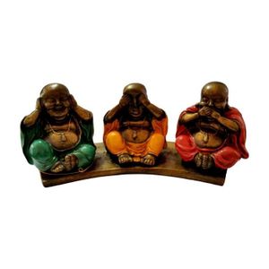 STATUE - STATUETTE Encens - Statuettes 3 bouddhas rieurs SMD417c