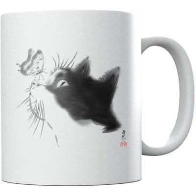 Tasse mug en céramique Chat joufflu noir ou blanc - MAISON - DÉCO - CADEAUX  - LOISIRS/LES 3 CHATS à la cuisine - Les 3 chats