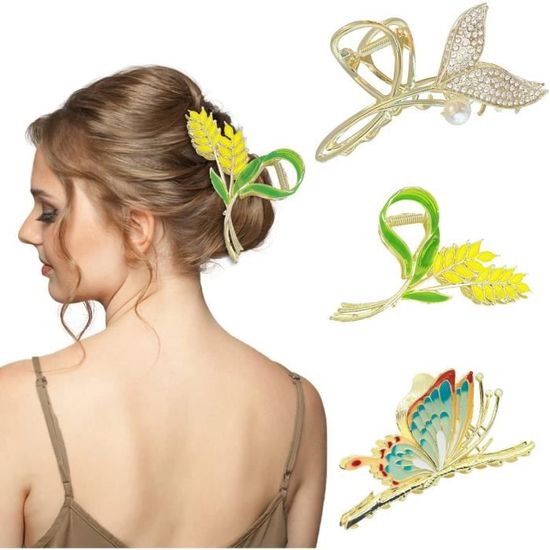 Barrette à cheveux avec bâton,Pinces à cheveux de forme ovale en faux
