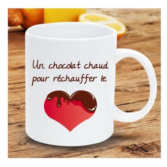 Mug Citation Un Chocolat Chaud Pour Rechauffer Le Coeur Cdiscount Maison