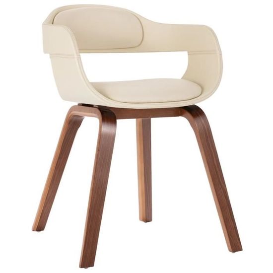 JM 1pc Chaise de salle à manger Design Scandinave Blanc Bois courbé et similicuir 49x51x70cm|8218