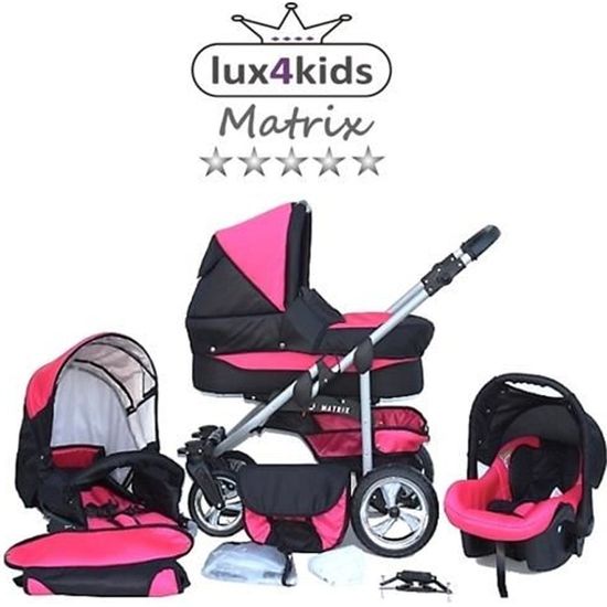 Matrix II VIP Poussette Combinee 3 en 1 Roues pivotantes Nacelle Siege Auto Poussette Canne 31 noir rose Cdiscount Puericulture Eveil bebe