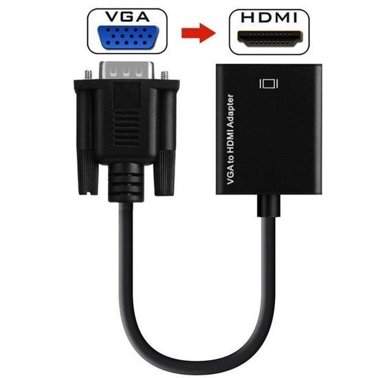 Adaptateur VGA vers HDMI 1080P HD Audio TV AV HDTV Câble vidéo avec audio  Noir - Cdiscount Informatique