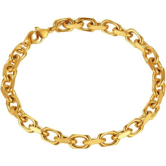 Bracelet grosse maille striée - acier inoxydable