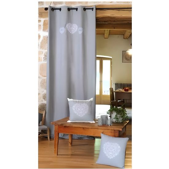 rideau esprit montagne chic perle 135 x 260 cm achat vente rideau cdiscount