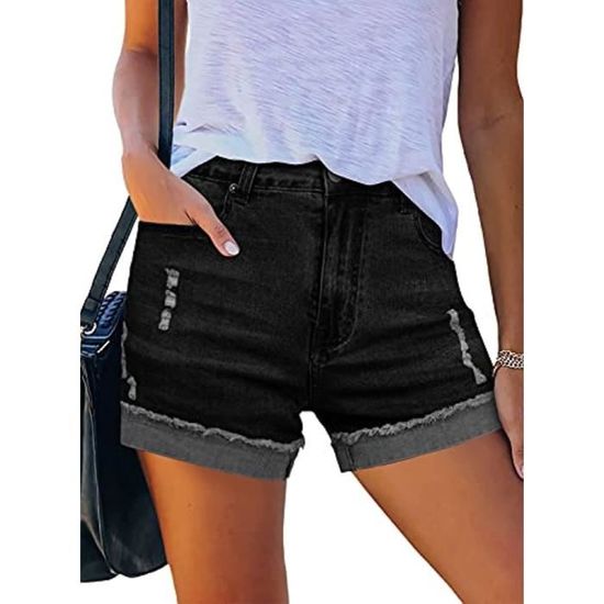 Short Bermuda Eddie Bauer Femme Taille 12 Noir - Ourlet Roulé