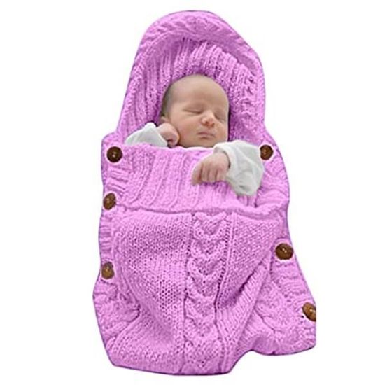 ROCK Nid d'ange - Gigoteuse bébé-Sac de couchage bébé-Enveloppez la couverture d'emmaillotage en tricot-(0-6 mois)-Violet