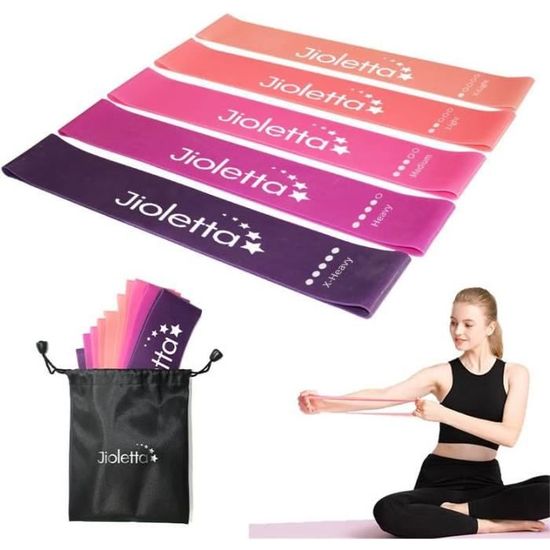 Set De 5 Bandes élastiques SENSEI - Latex Naturel, 5 Niveaux De Résistance (1-20 Kg) - Pour Fitness, Pilates, Rééducation à Domicile