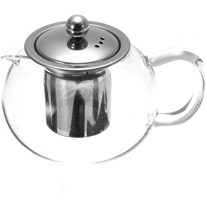 Théière En Verre Résistant à La Chaleur - 650 Ml, Avec Anse, Pour Infusion De Thé Et Tisanes