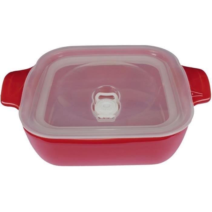 ESPRIT DE CUISINE Plat carré hermétique - 1L100 - Couleur Framboise - Fabriqué en France