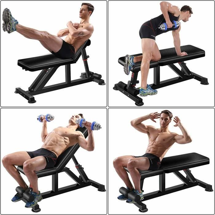 Femor Banc de musculation fitness entrainement complet dossier réglable banc plat pour la musculation