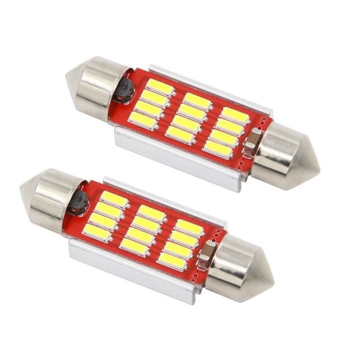2x Ampoule LED C5W 41mm FX Canbus 12 leds Blanc Xénon plafonnier coffre Habitacle 12V