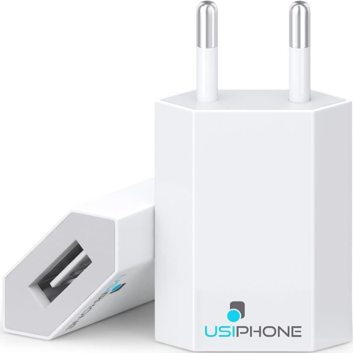 USB Mural Chargeur Secteur Embout (2 Pack) – (5W 5V 1A) USB Adaptateur de Prise Telephone Universel iPhone Samsung