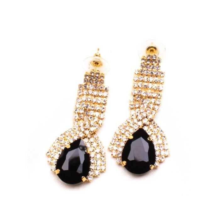 Paire de mode femmes en forme de larme Dangle Pave mariage nuptiale Swarovski Elements cristal boucles BOUCLE D OREILLE