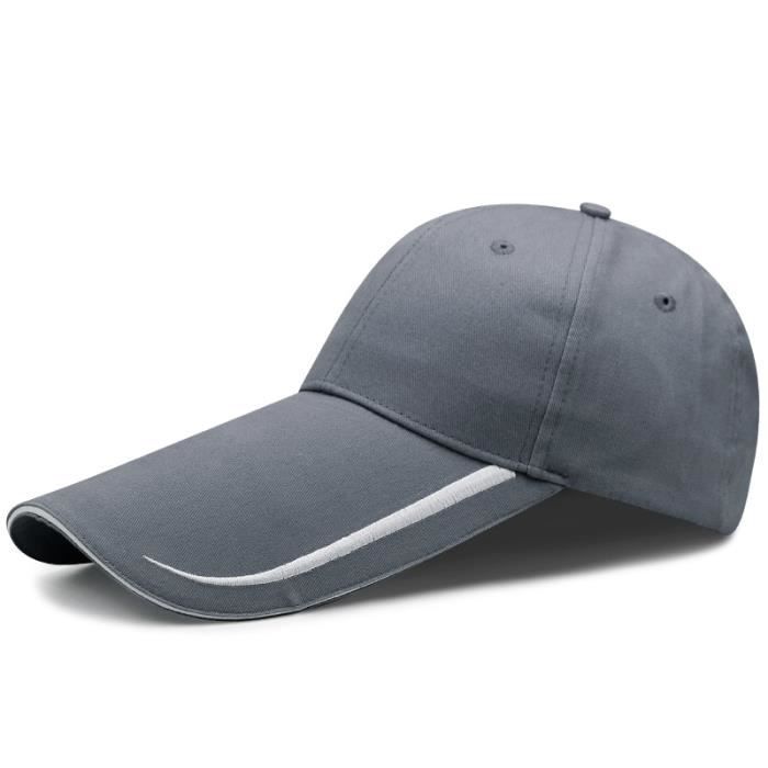 14cm gray blue 55-60cm -Casquette de Baseball à visière longue pour homme, chapeau de pêche, grande taille, décontracté, Cool, 55 60
