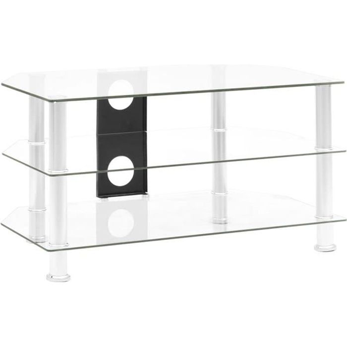 Meuble TV MEUBLE HIFI BANC TV Transparent 75x40x40 cm Verre trempé☼47163