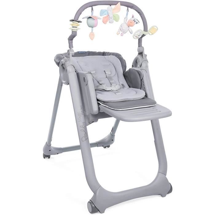 Chicco Polly Magic Relax Chaise Haute Évolutive et Pliable pour Bébé à 4 Roues, Enfants de la Naissance à 3 ans (15 kg), Inclinable