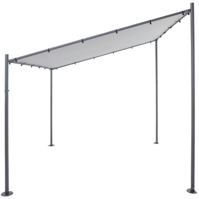 Tente de Jardin - Tonnelle - Gazebo - H 285 x H 220 x W 310 x L 295 cm - Gris - SORARA
