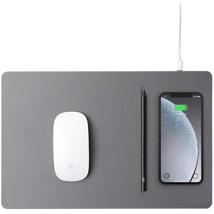 POUT HANDS3 PRO Tapis de souris 2en1 à chargement rapide sans fil, chargeur téléphone sans fil (Wireless charging), Gris