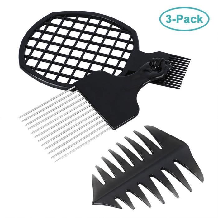 Ashata Peigne Twis T Peigne à cheveux 3pcs pour 1set Afro Peigne en métal Pick Peigne outils de coiffure