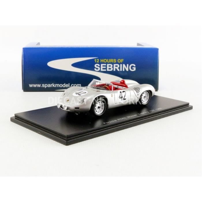 Voiture Miniature de Collection - SPARK 1/43 - PORSCHE 718 RS60 - Winner Sebring 1960 - Gris - 43SE60
