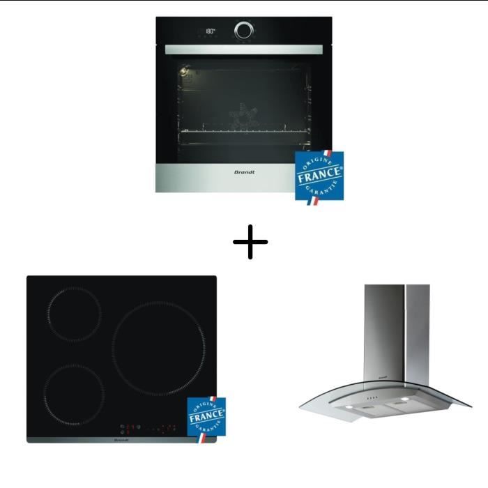 BRANDT BXP5560X - Four électrique encastrable multifonction + BRANDT TI118B - Table de cuisson + BRANDT AD1070X -Pack encastrable