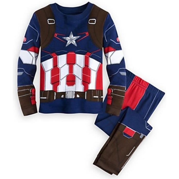 1-7 Ans Garçon Pyjama Super-héros 2PCS Ensemble de Vêtement : T-shirt avec Cape + Pantalon