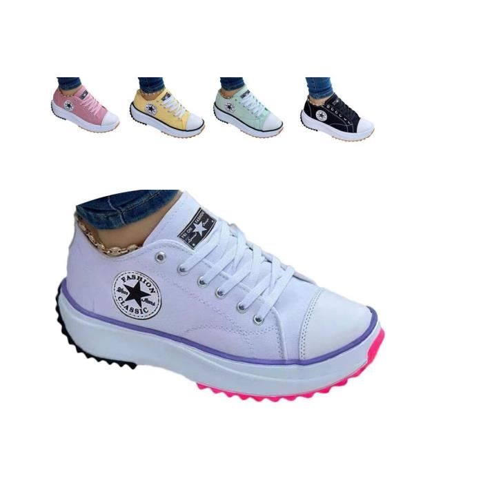 2022 Canvas Shoes Women Fashion Trainers, Femmes Plate-Forme Baskets Femme Chaussures Décontractées Compensées Formateurs