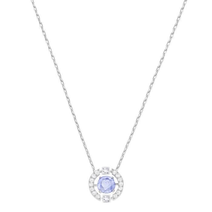 Swarovski Collier Sparkling Dance Round, bleu, métal rhodié