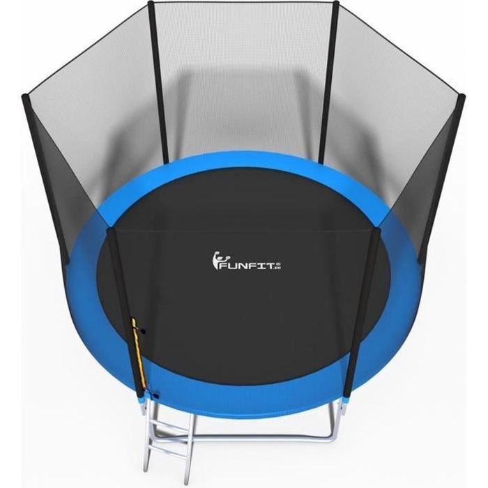 Trampoline - bleu - 312 cm - avec filet et échelle - jusqu'à 120 KG