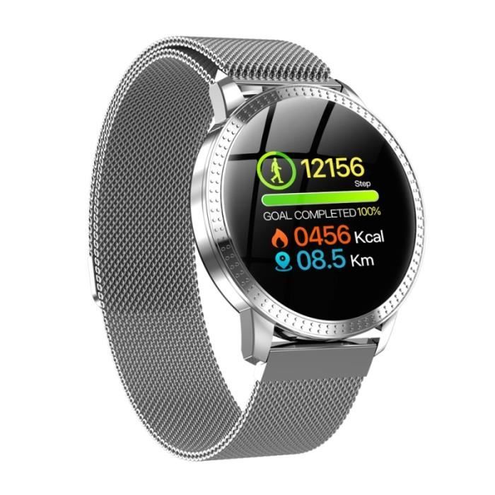 Montre Connectée iOS Android Smartwatch Sport Cardio Traqueur d'activité 1.3 Pouce - YONIS Argent