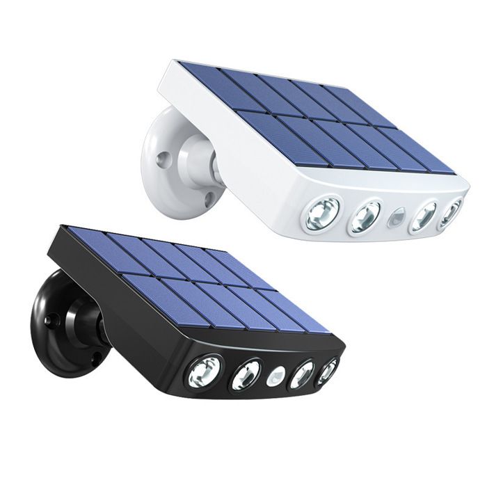 Lampe solaire monobloc haute puissance avec capteur de mouvement étanche pour jardin extérieur (lumière blanche abat-jour noir)