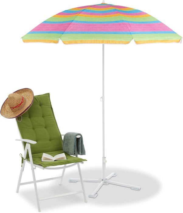 Coloré Parasol de plage rayé, hauteur réglable, Parasol de jardin Coloré Parasol de plage rayé, hauteur réglable, Parasol de jardin