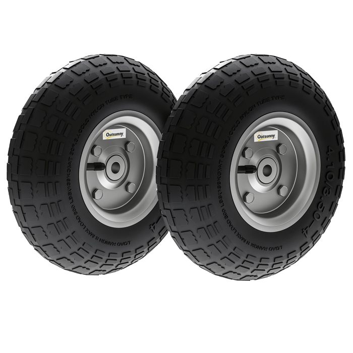 Lot de 2 Pneus Pneumatiques de Remplacement Outsunny Alésage de 16mm pour Chariot de Jardin Brouette et diable