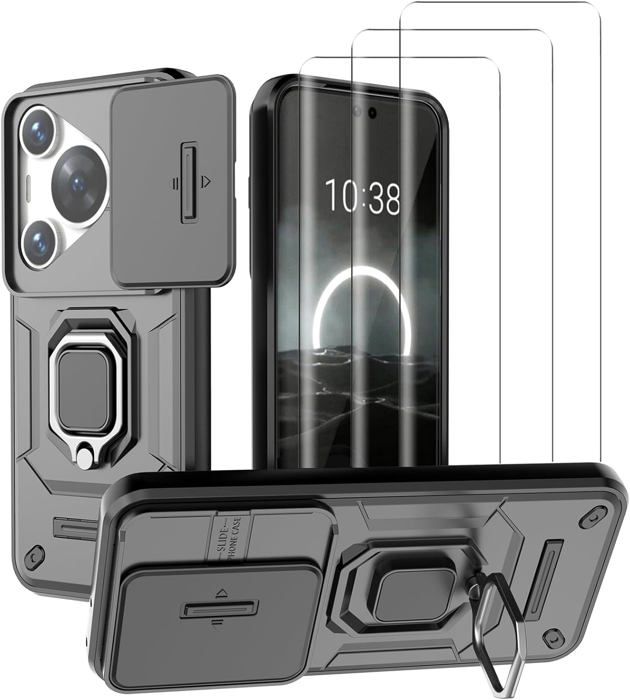 Accessoires de protection Huawei Pura 70 Pro 4G Coque magnétique 3 films verre trempé