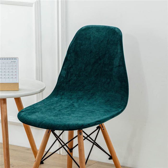 Housse de Chaise Housse Chaise de Salle à Manger Couleur Unie Couverture de Chaise sans Accoudoirs(Vert émeraude 4 Pieces)
