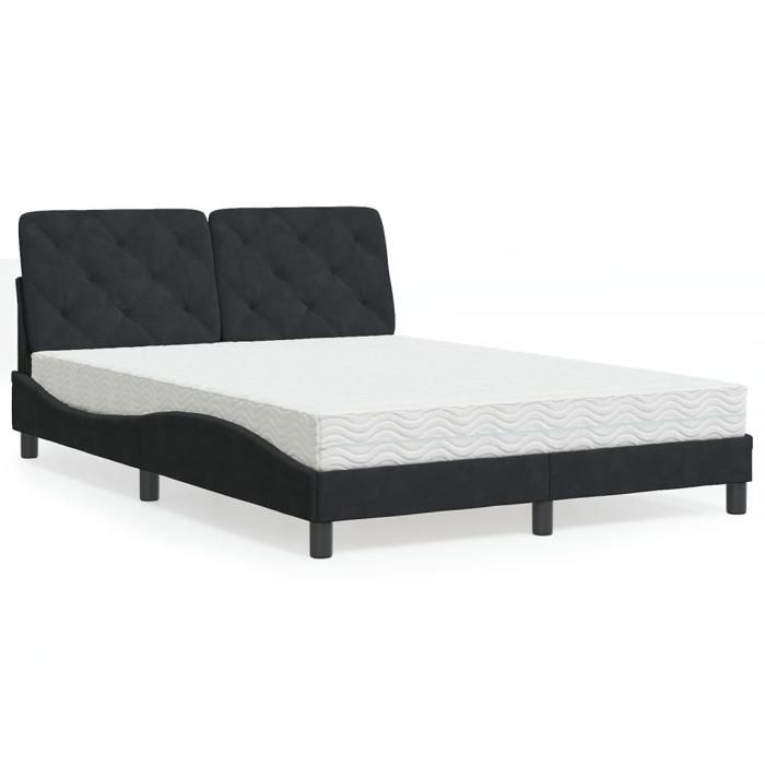 vidaXL Lit avec matelas noir 120x200 cm velours 3208648