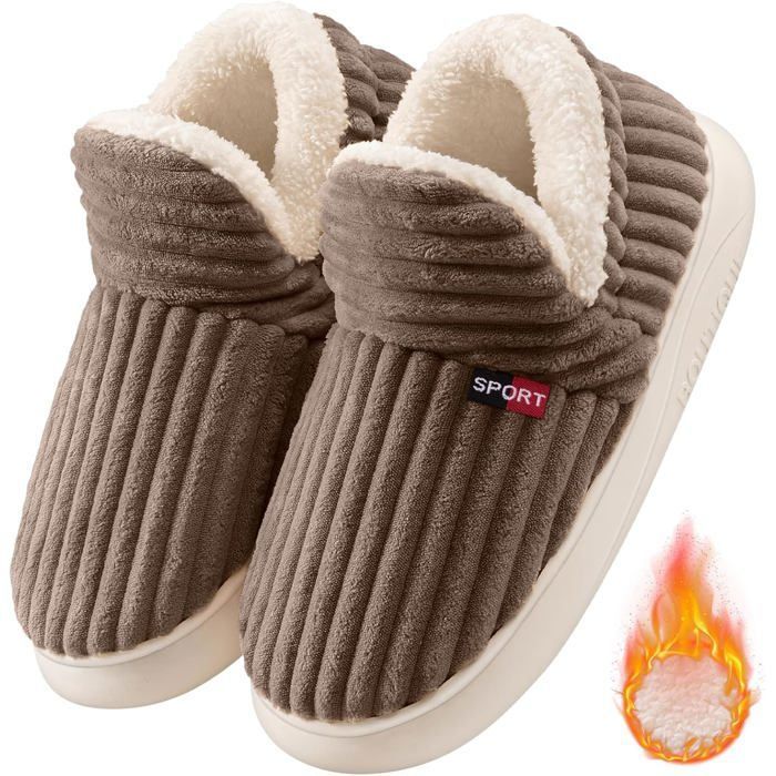 Chaussons Hiver, Chausson Chaud Homme Femme, Antidérapantes et Confortables  en Peluche forme pantoufles d'hiver pelucheuses maison