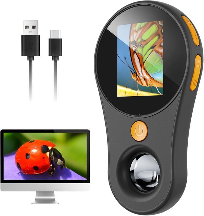 Microscope Numérique Portable SGAINUL 500x - Écran IPS 2 Pouces, 8 LED - Pour Enfants, Adultes, Inspection