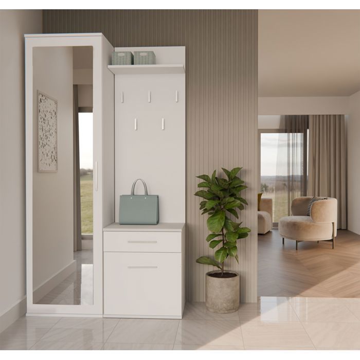 Ensemble dentrée avec miroir – Duvio – 100 cm – blanc