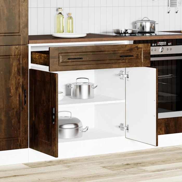 SWEETY - Armoire de cuisine - avec rangements - Porto - Meuble bas cuisine - chêne fumé - bois dingénierie LL771