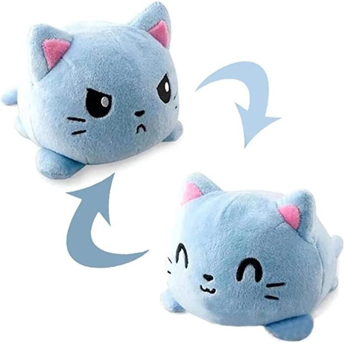 Meilleurs prix pour Chat en peluche - Jouet doux et mignon qui peut se retourner - Adorable cadeau pour enfants - Design réversible de 15 cm humeurs